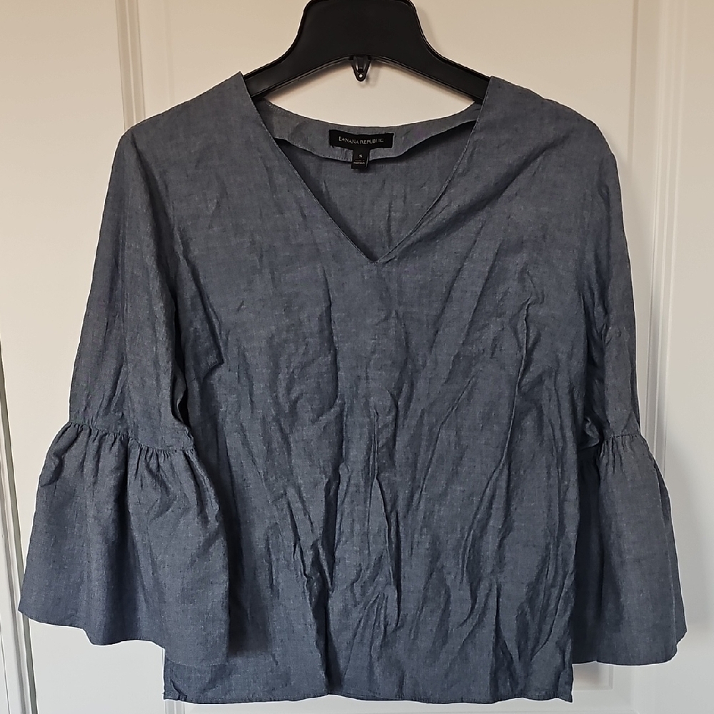 Banana Republic Denim Blue V-Neck Blouse